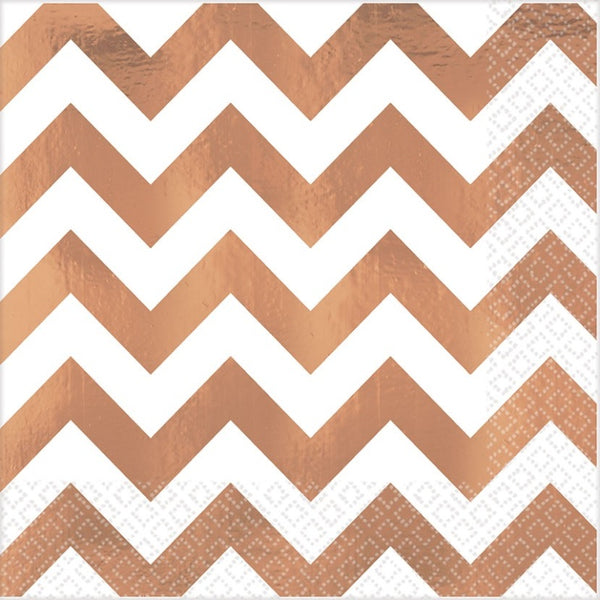 PREMIUM CHEVRON ROSE GOLD HOT-STAMPED LUNCH NAPKINS